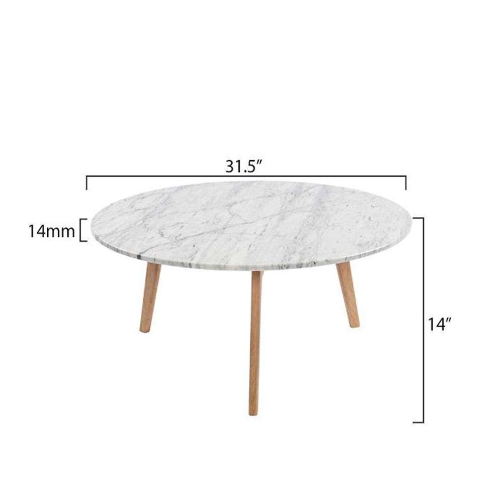 Stella 32 in. Oak/White Medium Round Marble Coffee Table