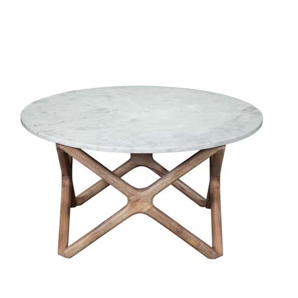 Wyman 36 in. White Round Marble Coffee Table